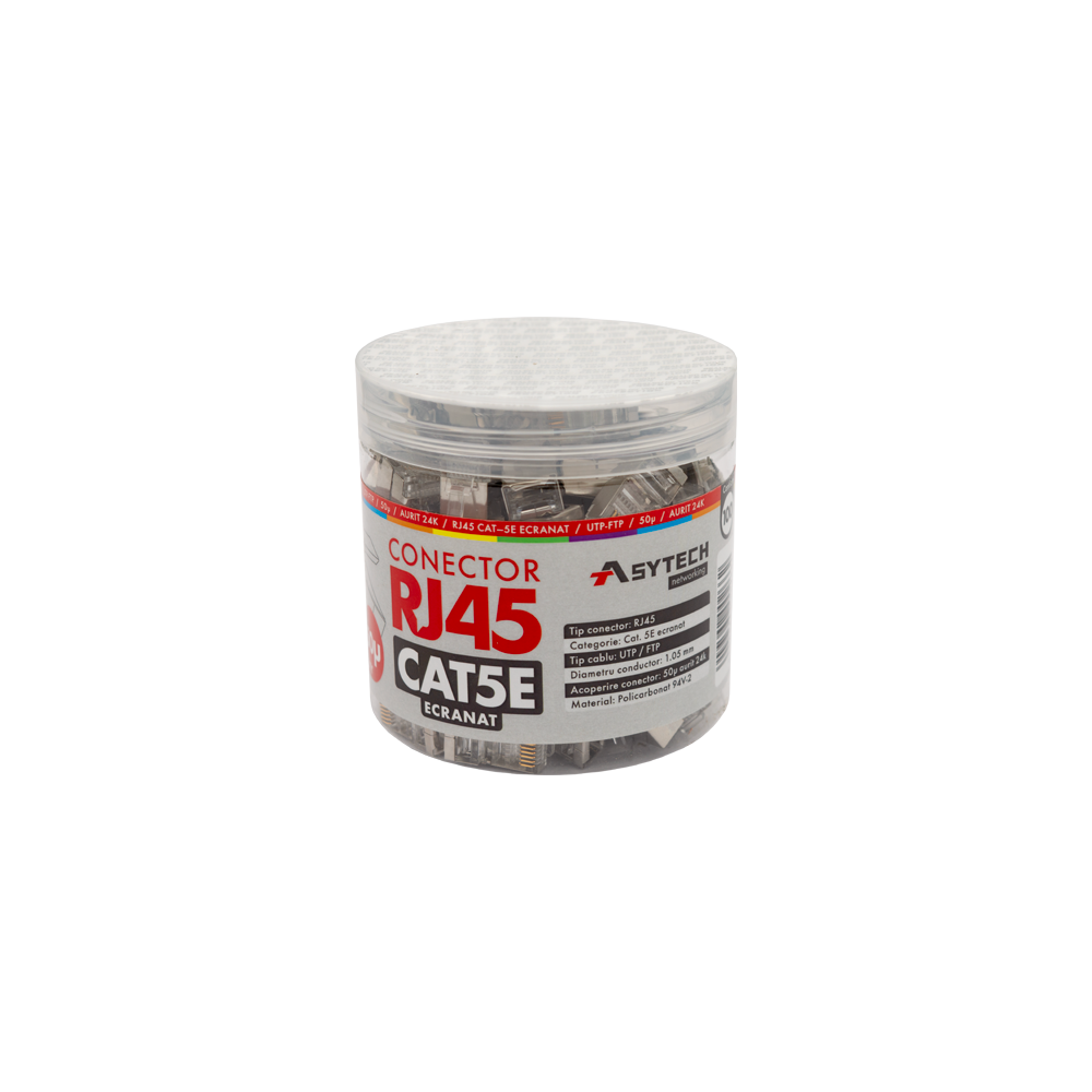 Mufa RJ-45 FTP Cat.5e, ecranata, 50Âµ (100 buc) RJ45M-CAT5E-50U-JAR - 1
