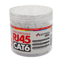 Mufa RJ-45 UTP Cat.6 EZ Passthrough, 50Âµ (100 buc) RJ45-CAT6-EZ-50U-JAR - 1