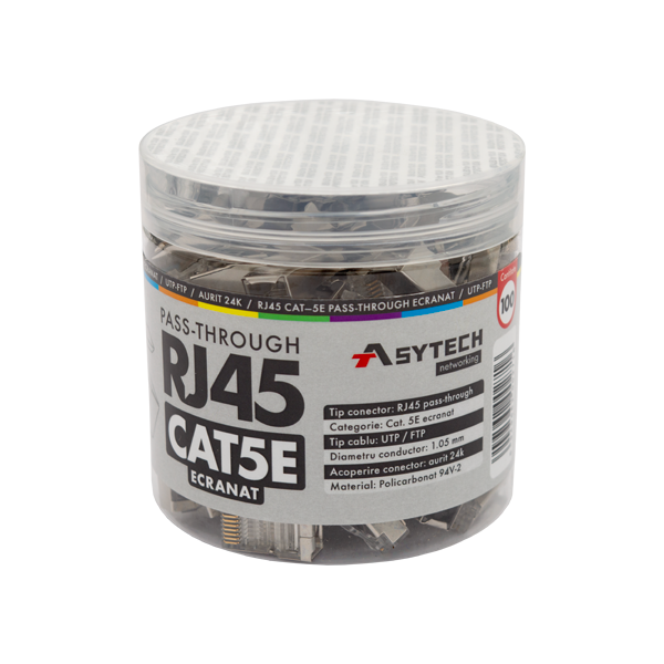 Mufa RJ-45 FTP Cat.5e EZ Passthrough, ecranata (100 buc) RJ45M-CAT5-EZ-JAR - 1