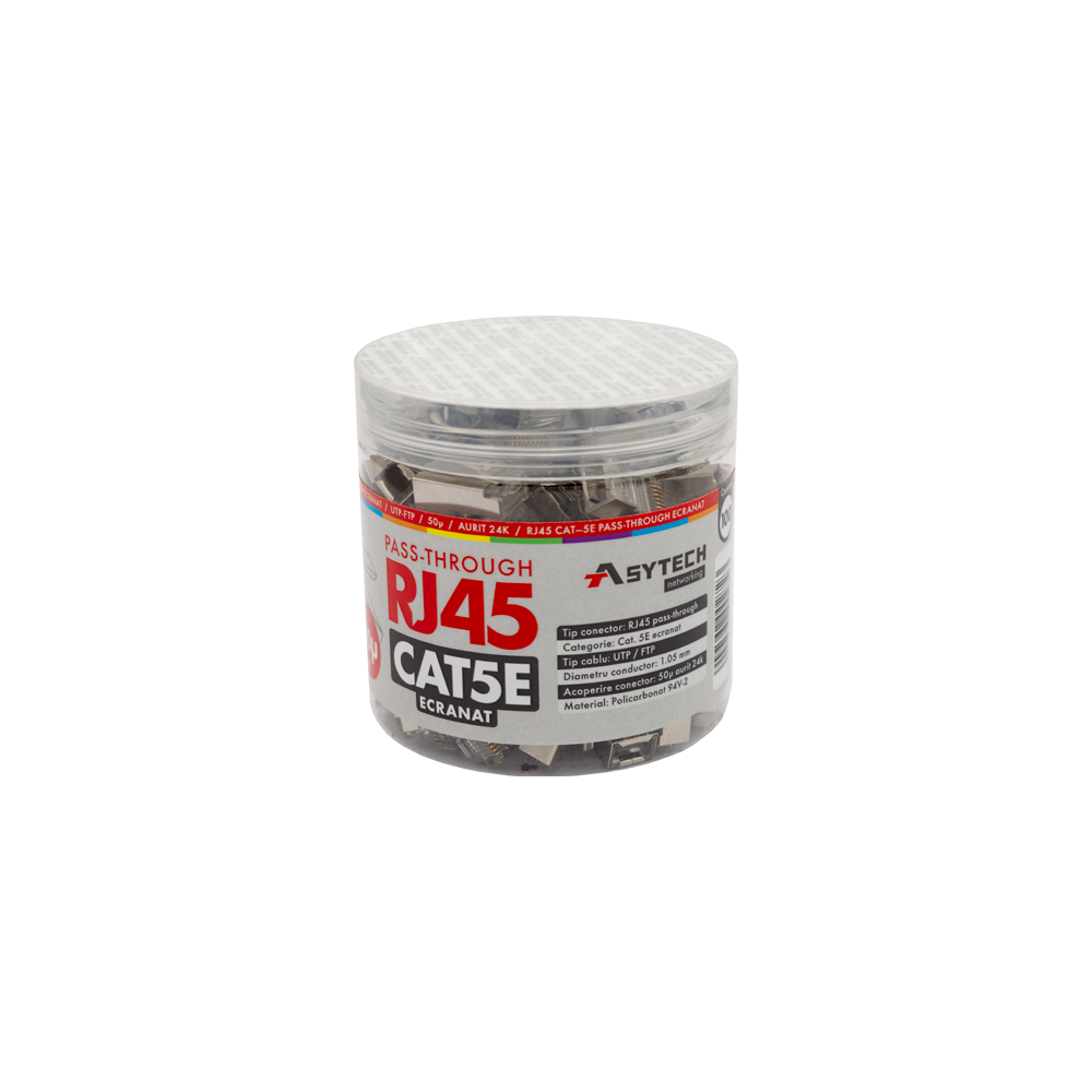 Mufa RJ-45 FTP Cat.5e EZ Passthrough, ecranata, 50Âµ (100 buc) RJ45M-CAT5-EZ-50U-JAR - 1