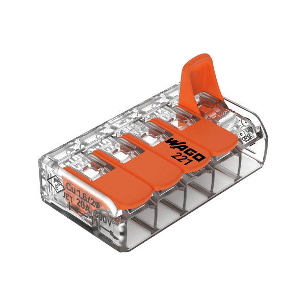 Conector derivatie 5 fire, max. 4 mmÂ² (25 buc.) - WAGO 221-415 - 1