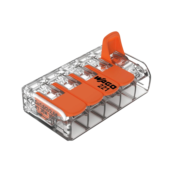  Conector derivatie 5 fire, max. 6 mmÂ² (15 buc.) - WAGO 221-615 - 1