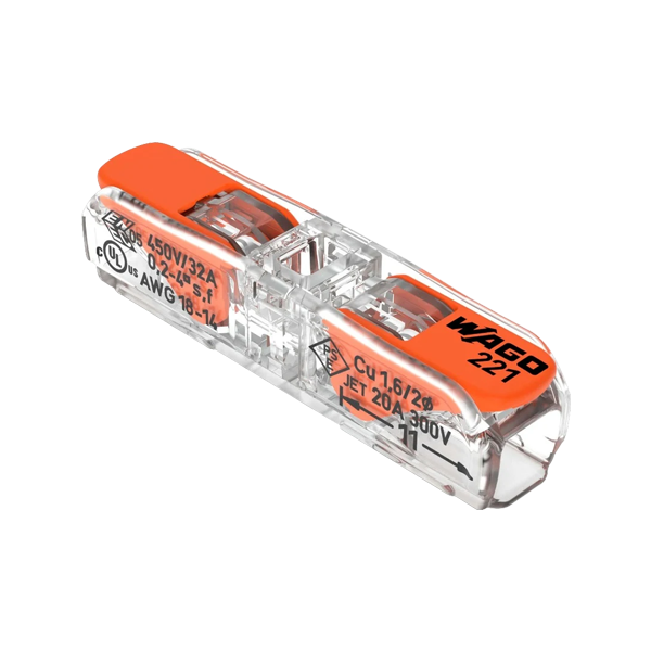 Conector derivatie in linie, 2 fire, max. 4 mmÂ² (60 buc.) - WAGO 221-2411 - 1