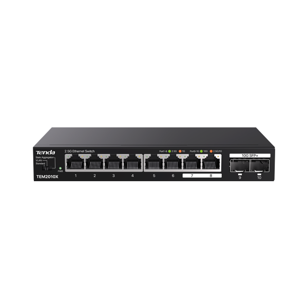 Switch 8 x RJ45 2.5G, 2 x SFP+ 10G - TENDA TND-TEM2010X - 1