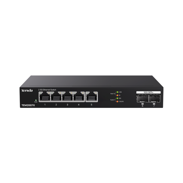 Switch 5 x RJ45 2.5G, 2 x SFP+ 10G - TENDA TND-TEM2007X - 1