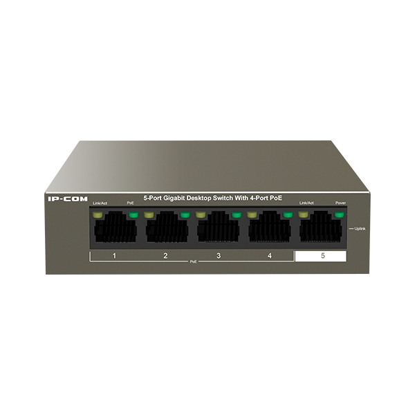 Switch 4 porturi Gigabit PoE, 1 port RJ45 Gigabit - IP-COM G1105P-4-63W - 1