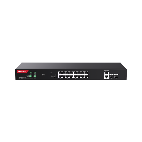 Switch 16 porturi Gigabit PoE, 2 x RJ45 Gigabit Uplink, 2 x SFP Gigabit, 1U - IP-COM G1120P-16-250W - 1