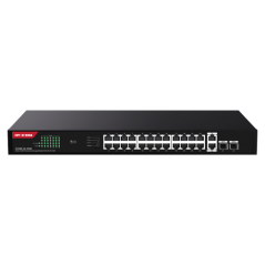 Switch 24 porturi Gigabit PoE, 2 x RJ45 Uplink Gigabit, 2 x SFP Gigabit, 1U - IP-COM G1128P-24-410W - 1