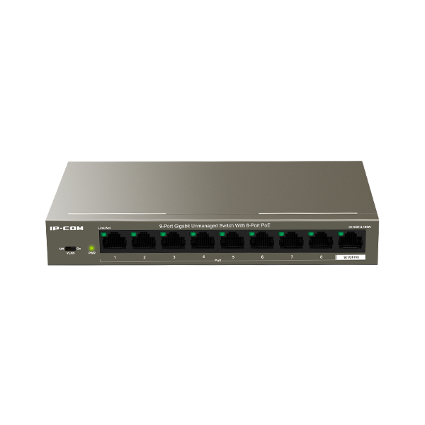 Switch 8 porturi Gigabit PoE, 1 x RJ45 Gigabit Uplink - IP-COM G1109P-8-102W - 1