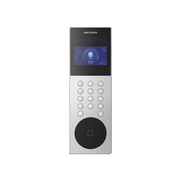 Videointerfon TCP/IP, 4.3' touch screen, 2x 2MP, Recunoastere faciala, Card, Alarma - HIKVISION DS-K - 1