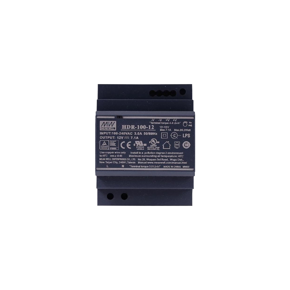 Sursa de alimentare in comutatie, 12V / 7.1A, sina DIN - MEAN WELL HDR-100-12  - 1
