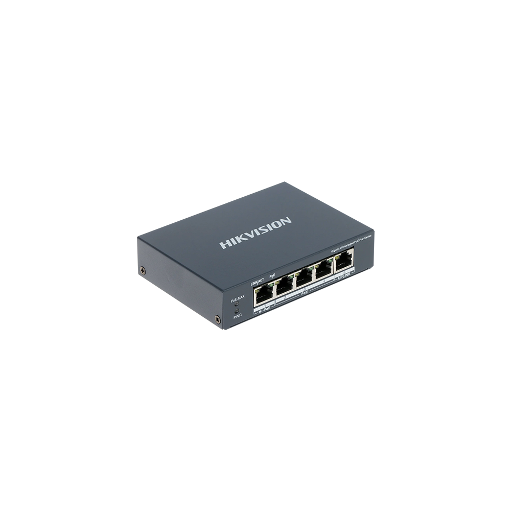 Switch 3 porturi PoE 1G, 1 port Hi-PoE 1G, 1 port RJ45 1G - HIKVISION DS-3E0505HP-E - 1