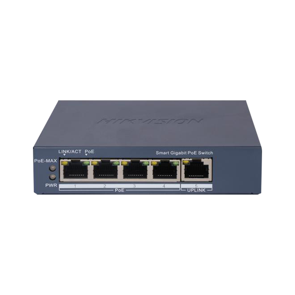 Switch 4 porturi Gigabit PoE, 1 port Uplink, Management - HIKVISION DS-3E1505P-EI - 1