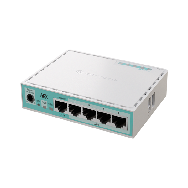 Router hEX, 5 porturi Gigabit, USB, PoE IN - MikroTik E50UG - 1