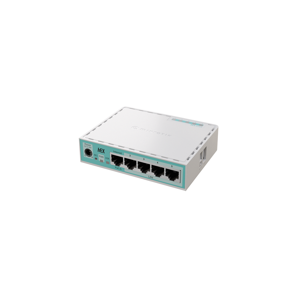 Router hEX, 5 porturi Gigabit, USB, PoE IN - MikroTik E50UG - 1