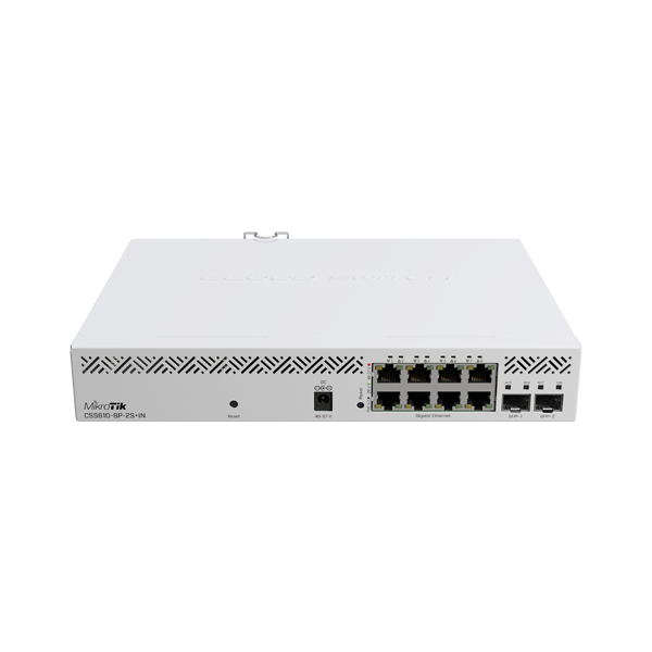 Switch, 8 x Gigabit PoE, 2 x SFP+ 10Gbps, Management - MikroTik CSS610-8P-2S+IN - 1