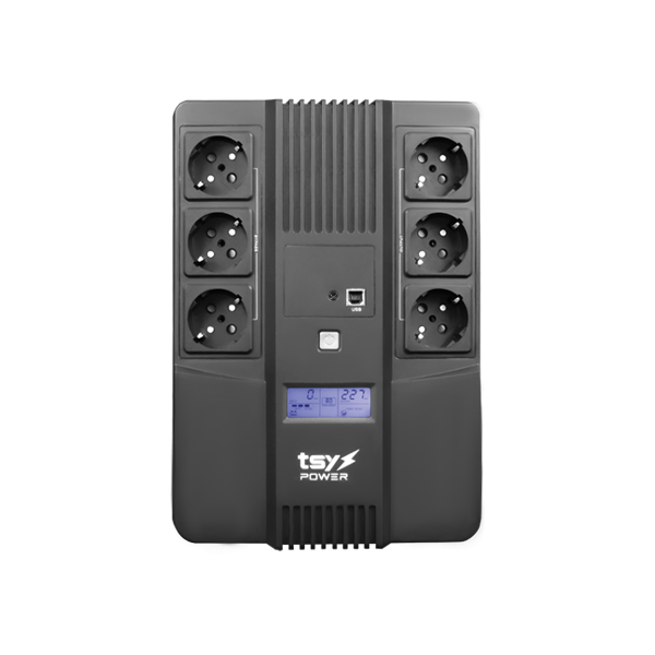 UPS TSY Power, 600VA/360W, LCD,  line interactive, 6 x Schuko TSY-D-0K6-LCD - 1