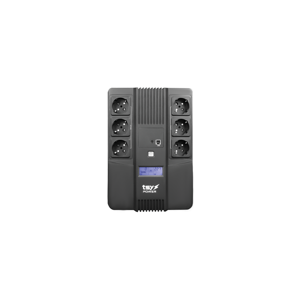 UPS TSY Power, 600VA/360W, LCD,  line interactive, 6 x Schuko TSY-D-0K6-LCD - 1