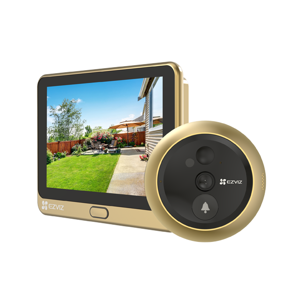 Vizor electronic smart, Wi-Fi, FullHD, monitor 4.3 inch, sonerie, acumulator 4600mAh, Auriu - EZVIZ  - 1