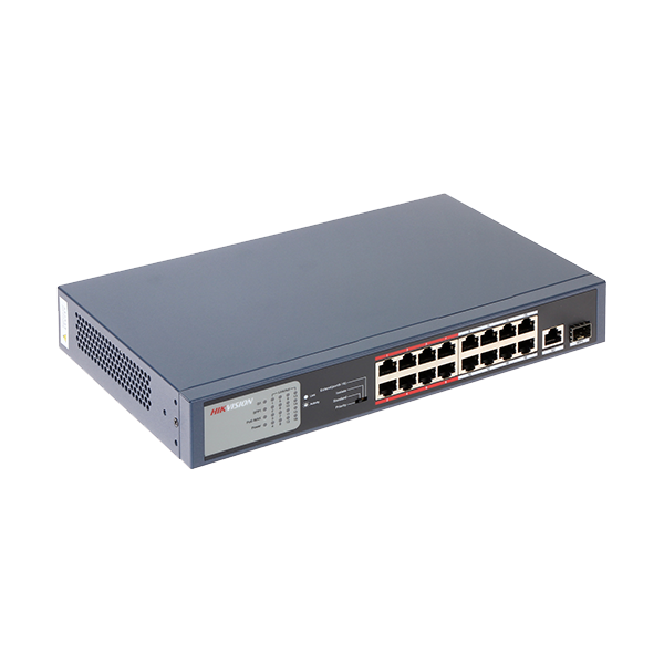 Switch 16 porturi PoE, 2 porturi uplink - HIKVISION DS-3E0318P-E-M - 1