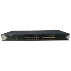 Switch 24 porturi gigabit, 12 porturi RJ45 + 12 porturi SFP - Hikvision DS-3E0524TF - 1