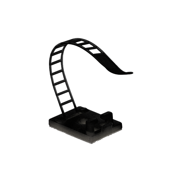 Suport plastic ajustabil pentru prindere cabluri, NEGRU, 25x18 mm, autoadeziv, 100 buc TAA-1-B - 1