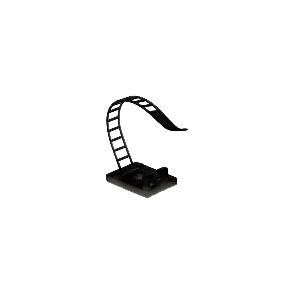 Suport plastic ajustabil pentru prindere cabluri, NEGRU, 25x18 mm, autoadeziv, 100 buc TAA-1-B - 1