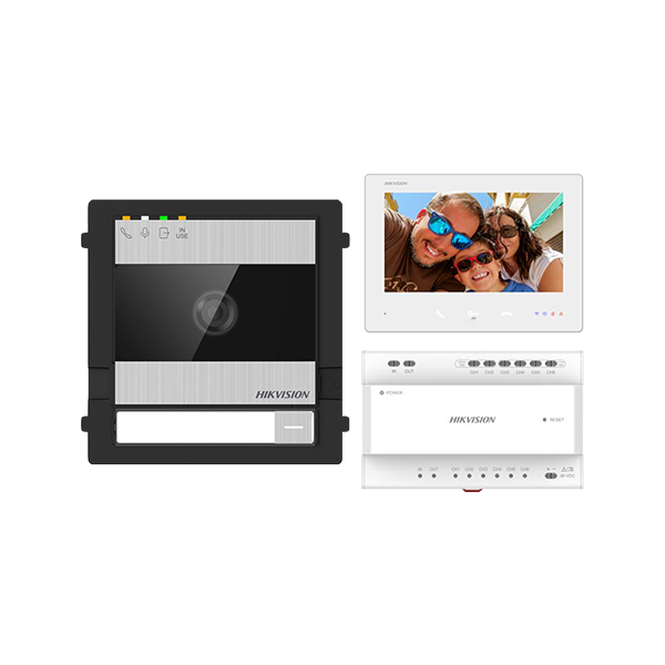 KIT videointerfon 2 fire pentru 1 familie, monitor 7 inch, Alarma, IK08, Card 32GB - HIKVISION DS-KI - 1