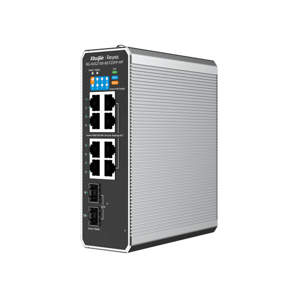 Switch industrial 7 x RJ45 1G PoE+, 1 x RJ45 1G PoE++, 2 x SFP, L2 Cloud Management - Ruijie RG-NIS2 - 1