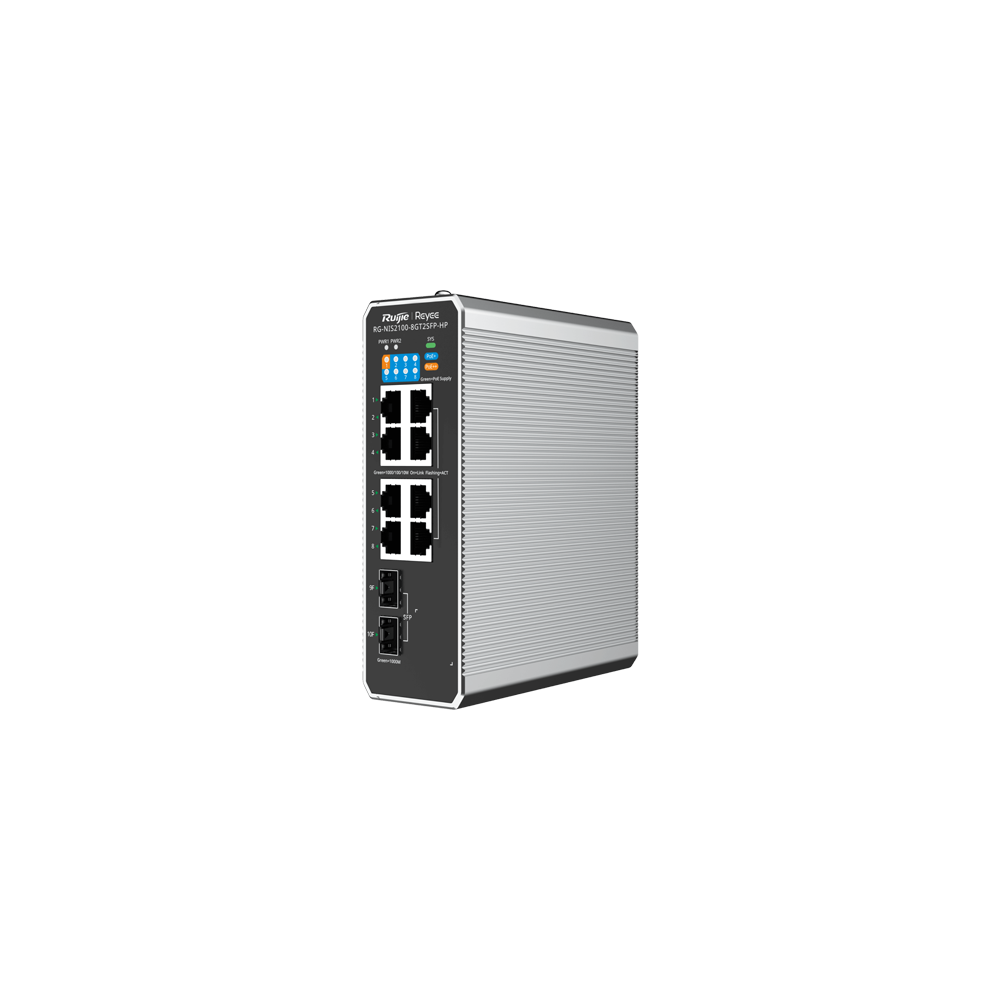 Switch industrial 7 x RJ45 1G PoE+, 1 x RJ45 1G PoE++, 2 x SFP, L2 Cloud Management - Ruijie RG-NIS2 - 1
