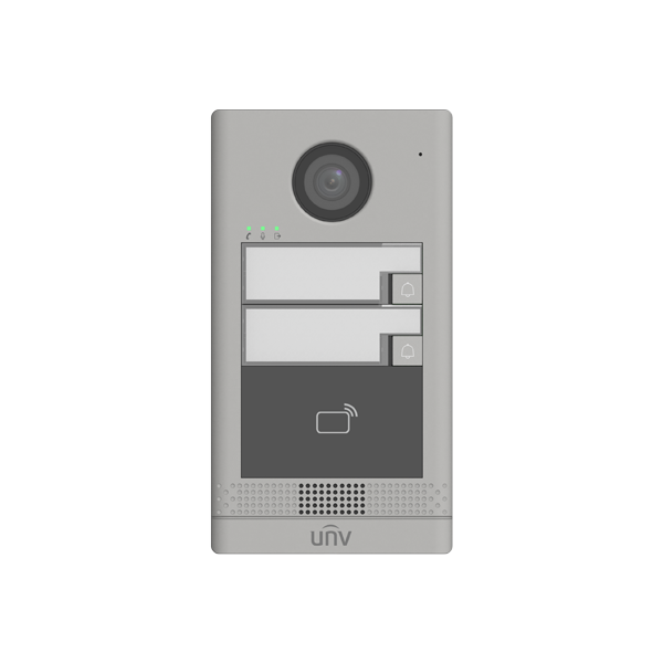 Post exterior videointerfon TCP/IP pentru 2 familii, IR, IK08 - UNV OEU-202S-HMK2 - 1