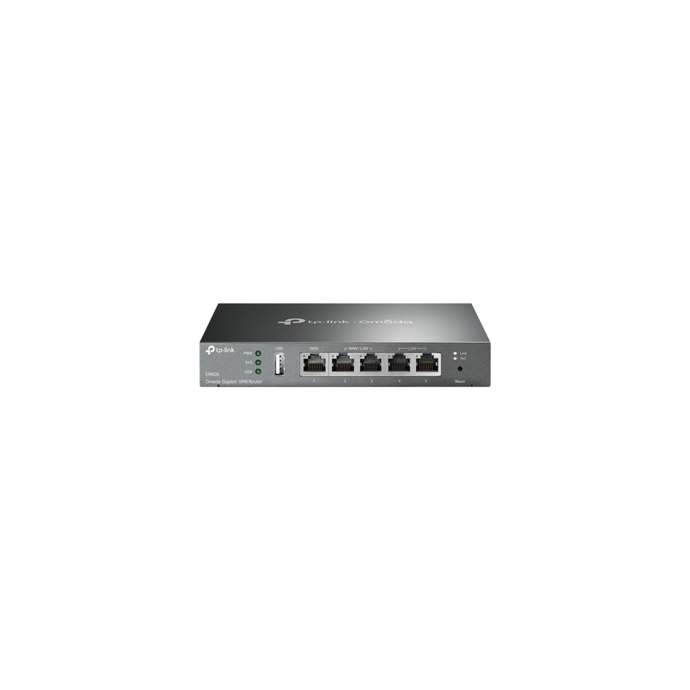Router VPN Gigabit 1 x RJ45 WAN, 2 x RJ45 LAN/WAN, 2 x RJ45 LAN, 1 x USB - TP-Link Omada ER605 - 1