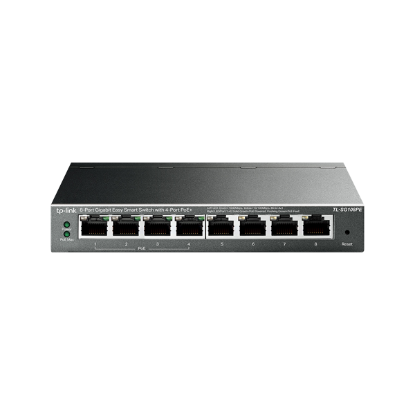  Switch Easy Smart, 4 porturi PoE RJ45 Gigabit, 4 porturi RJ45 Gigabit, Managed - TP-Link TL-SG108PE - 1