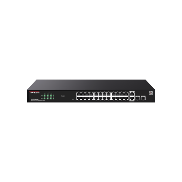 Switch 24 porturi PoE RJ45 Gigabit, 2 x RJ45 Gigabit, 2 x SFP Gigabit, Management, 1U - IP-COM G2228 - 1