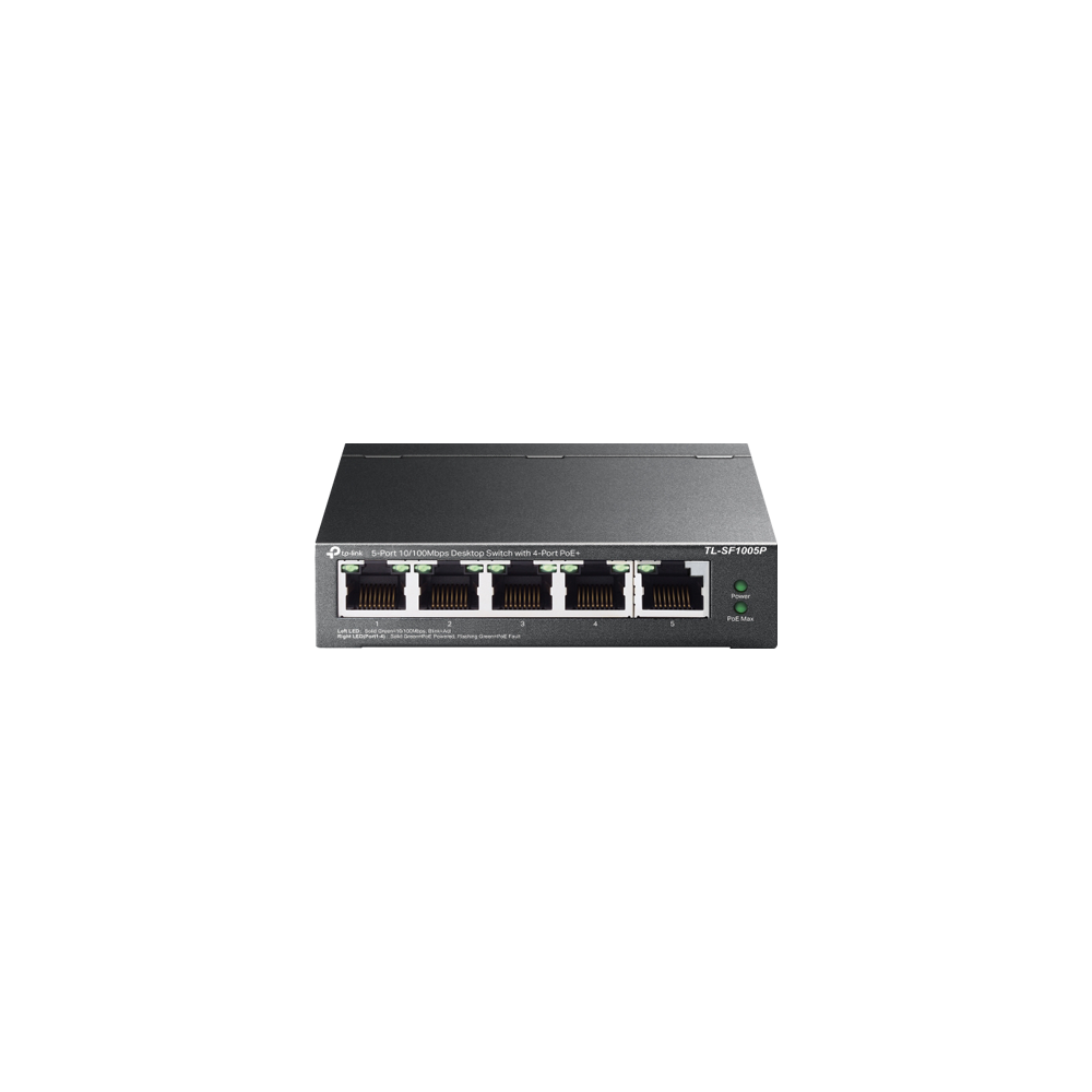 Switch 4 porturi RJ45 10/100 Mbps PoE, 1 port RJ45 10/100 Mbps, Buget PoE 67W, Unmanaged - TP-Link T - 1