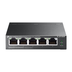 Switch 4 porturi RJ45 10/100 Mbps PoE, 1 port RJ45 10/100 Mbps, Buget PoE 67W, Unmanaged - TP-Link T - 1