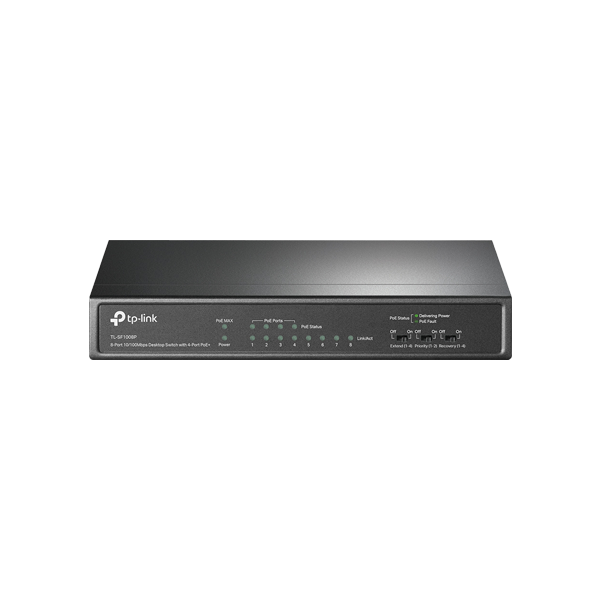 Switch 4 porturi RJ45 10/100 Mbps PoE, 4 x RJ45 10/100 Mbps, Buget PoE 66W, Unmanaged - TP-Link TL-S - 1