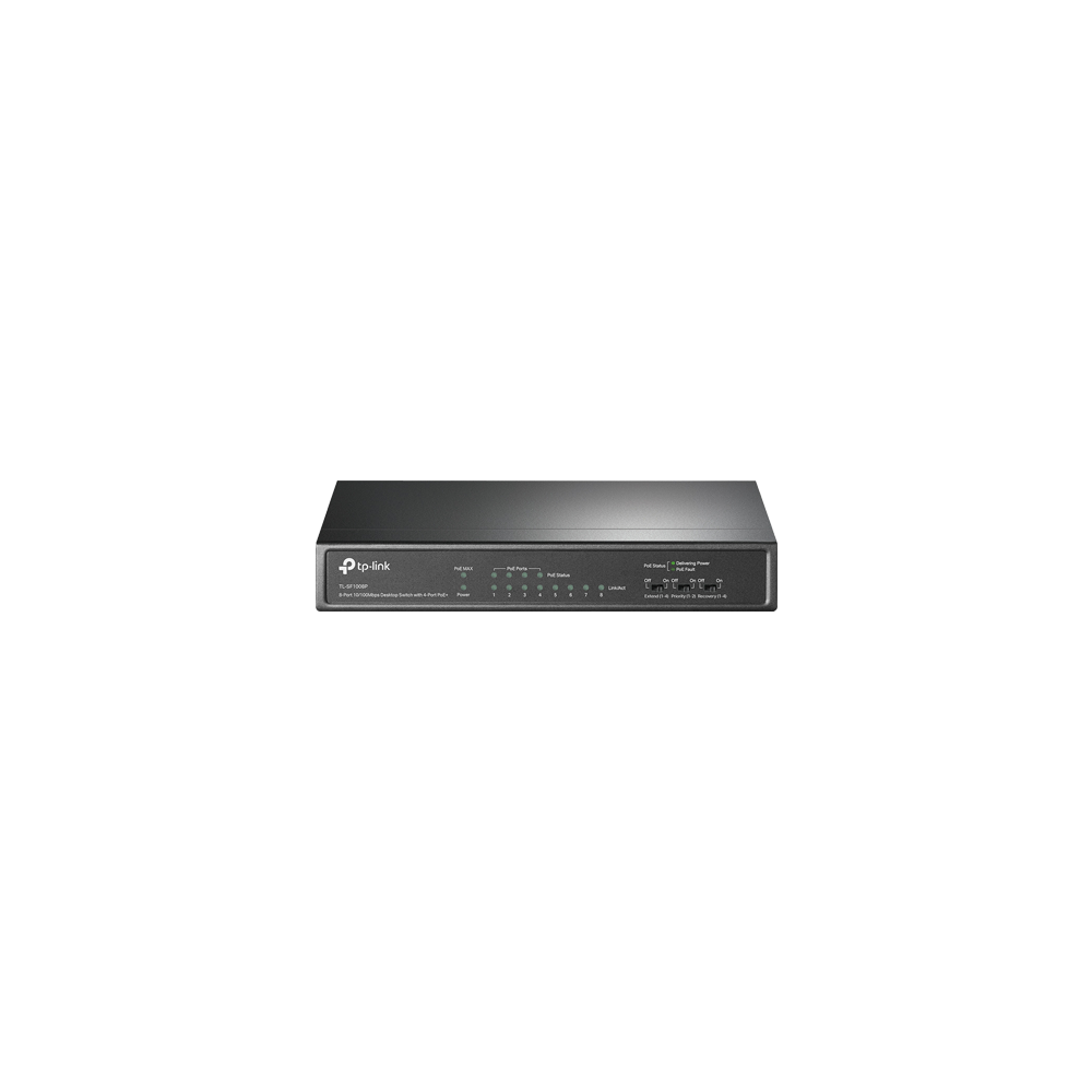 Switch 4 porturi RJ45 10/100 Mbps PoE, 4 x RJ45 10/100 Mbps, Buget PoE 66W, Unmanaged - TP-Link TL-S - 1