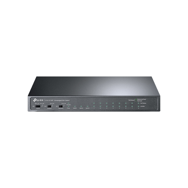 Switch 8 x RJ45 10/100 Mbps PoE, 2 x RJ45 1G, 1 x SFP 1G, Buget PoE 124W, Unmanaged - TP-Link TL-SL1 - 1