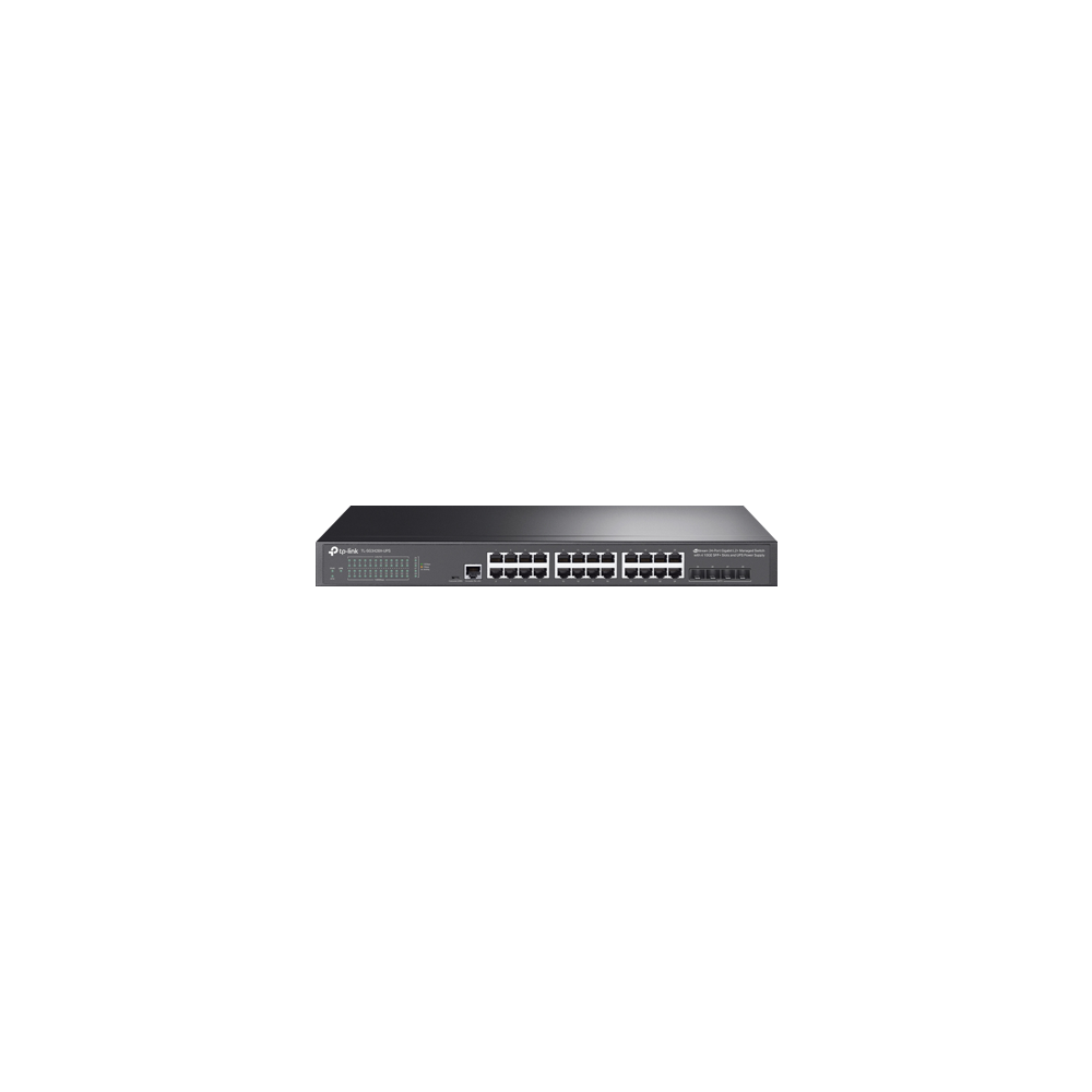Switch 24 porturi RJ45 Gigabit, 4 x SFP+ 10G, Alimentare Baterie 12V, L2+ Management, 1U - TP-Link T - 1