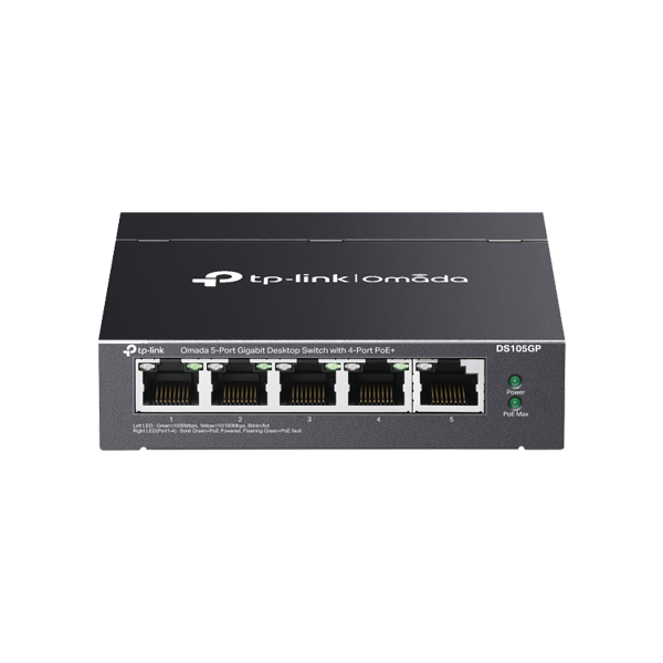 Switch 4 x RJ45 Gigabit PoE, 1 x RJ45 1G, Buget PoE 65W, Unanaged - TP-Link Omada DS105GP - 1