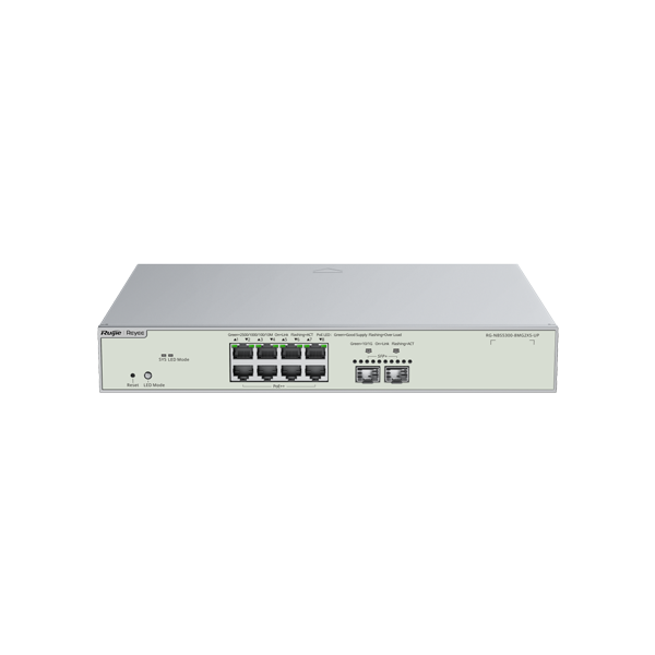 Switch 8 porturi RJ45 2.5G PoE++, 2 porturi SFP+ 10G, L3 Cloud Management - Ruijie RG-NBS5300-8MG2XS - 1