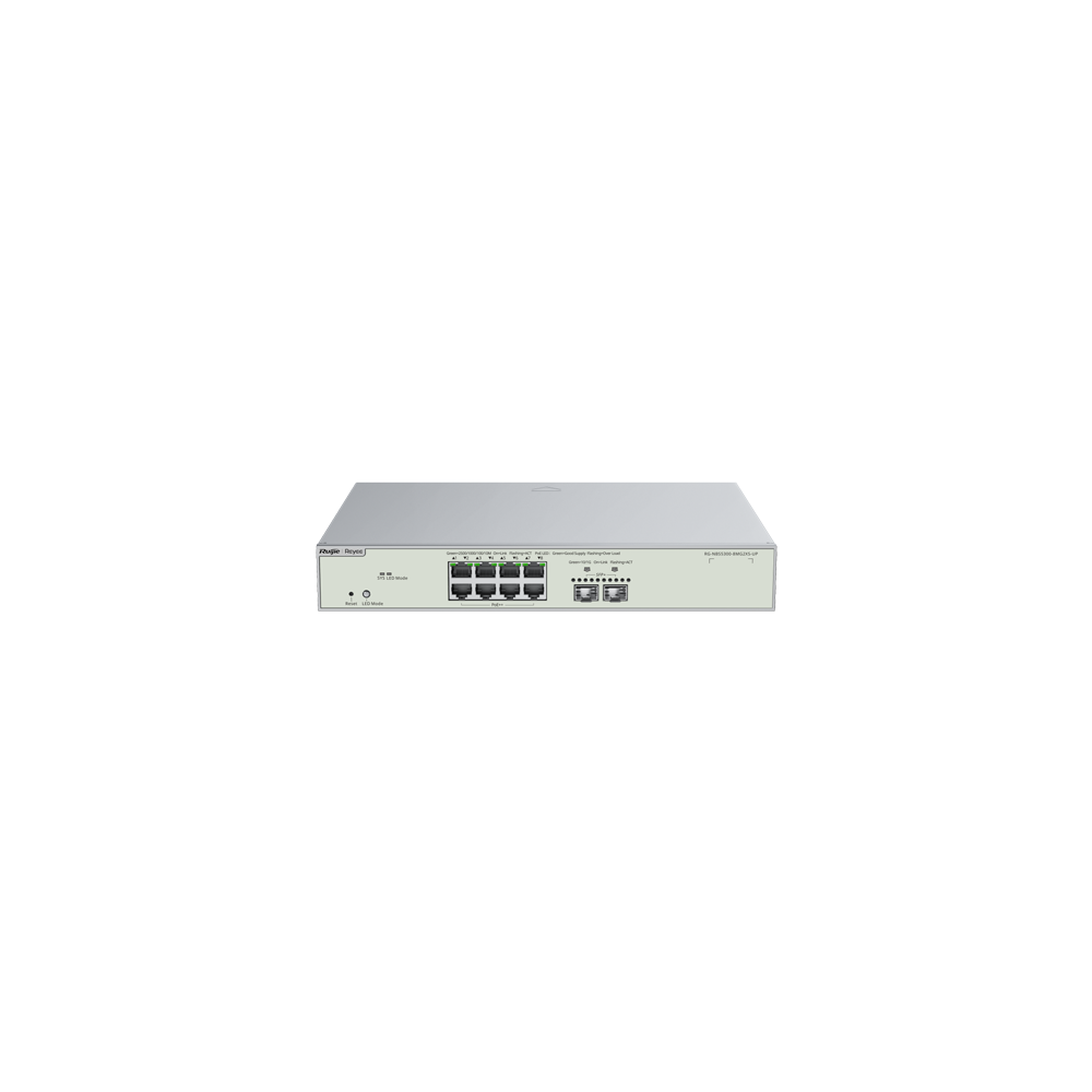 Switch 8 porturi RJ45 2.5G PoE++, 2 porturi SFP+ 10G, L3 Cloud Management - Ruijie RG-NBS5300-8MG2XS - 1