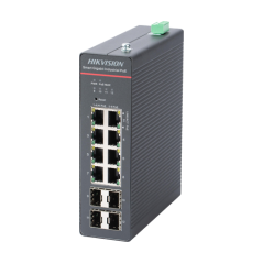 Switch 8 x RJ45 Gigabit PoE 802.3at/af/bt, 4 x SFP Gigabit, Smart Management, sina DIN - HIKVISION D - 1