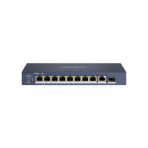 Switch 8 x RJ45 Gigabit PoE 802.3at/af/bt, 1 x RJ45 Gigabit Uplink, 1 x SFP Gigabit - HIKVISION DS-3 - 1