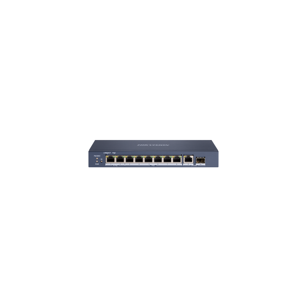 Switch 8 x RJ45 Gigabit PoE 802.3at/af/bt, 1 x RJ45 Gigabit Uplink, 1 x SFP Gigabit - HIKVISION DS-3 - 1