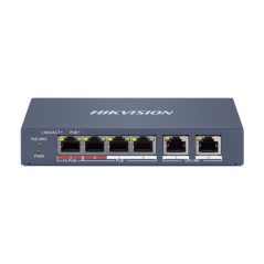 Switch 4 x RJ45 100 Mbps PoE at/af/bt, 2 x RJ45 100 Mbps Uplink, Management - HIKVISION DS-3E1106HP- - 1