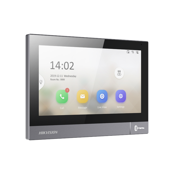 Monitor videointerfon TCP/IP, IPS LCD 7 inch touch screen, WiFi, PoE, Alarma IN - HIKVISION DS-KH838 - 1