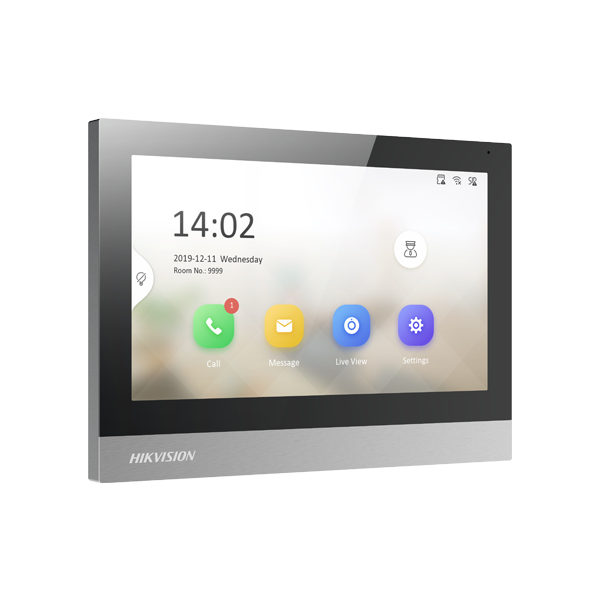 Monitor videointerfon TCP/IP, TFT 7 inch touch screen, WiFi, PoE, Alarma IN - HIKVISION DS-KH8380-WT - 1