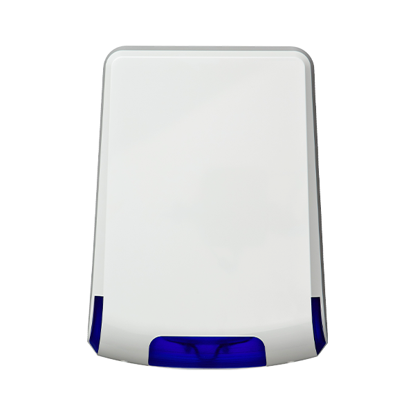 Sirena piezo de exterior, LED albastru, 85/105 db, baterie integrata de 9V, certificata GRADE 2, Cla - 1